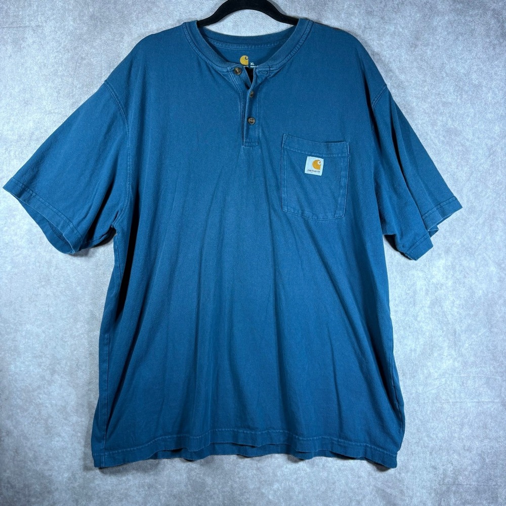 Carhartt Dearborn Henley T-Shirt Mens Size XL‎ Blue K84 Original Fit Workwear